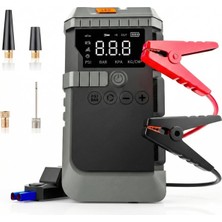 Akü Takviyeli Lastik Şişirme Hava Kompresörü, 150 Psı Güçlü Hava Basıncı, 12000 Mah Uzun �