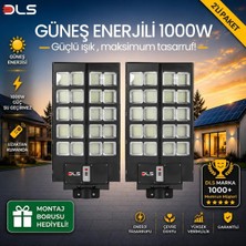 2'li Paket 1000W Güneş Enerjili Solar Sokak Lambası Hareket Sensörlü LED Bahçe Aydınlatması