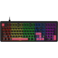 Kablolu Mekanik Oyun Klavyesi - Rainbow Aydınlatma - Hot Swap | Ajazz AK980 Siyah - Red Switch