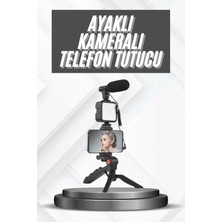 Tech Butiq Telefon Tutucu Mikrofonlu Işıklı Youtuber Video Kayıt