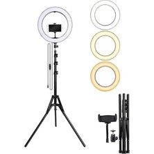 Lrsm LED Işıklı Ring Light Tripod Selfie Makyaj Işığı Youtuber & Kuaför Çekim Işığı