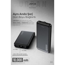 10000MAH Powerbank LED Işık Göstergeli Taşınabilir Hızlı Şarj Cihazı Siyah JP-P10, 17498