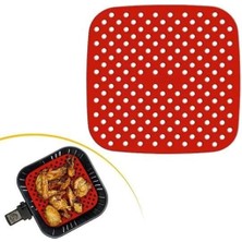 Renkli Isıya Dayanıklı Yıkanılabilir Silikon Fırın ve Airfryer Kare Pişirme Matı 21,5 cm