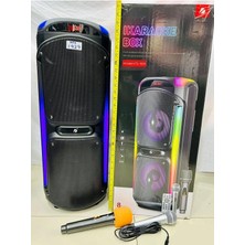 Tastech LED Işikli Bluetooth Hoparlör Çift Mikrofonlu Kablosuz Şarjlı Taşinabilir Speaker Siya