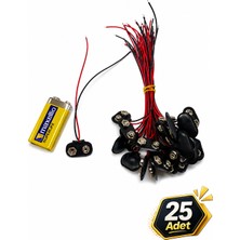 Tabis Pil Soketi 9V Pil Başlığı Bağlantı Kablosu Jack Battery Connector | 25 Adet