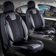 Dacia Duster ile Uyumlu Lüx Deri Detaylı Oto Koltuk Kılıfı Ön Arka Takım Cyrus Siyah