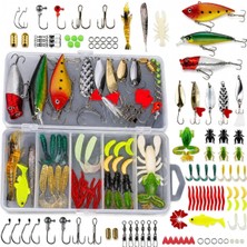 78 Parça Balıkçılık Yem Seti, Rapala Jig Sahte Olta Yemi ve Aksesuar Kutusu, 3D Gözlü Popper