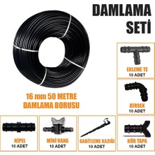 Delikli 50 Metre Damla Sulama Sistemi Damlama Borusu ve Ek Parçaları Bahçe Ağaç Fidan Sebze