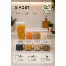 Ck House 8 Parça 3 Farklı Boy Pratik Erzak Saklama Kabı Seti Bpa Free Beyaz