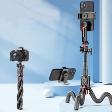 Tam Profesyonel Uzatılabilir Ahtapot Tripod Selfie Çubuğu, Kablosuz Kumandalı, 360° Bilyalı Ba