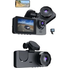 Techora Sale 3 Kameralı 2 Inç 1080P Araç Içi Kamera Sürüş Kamerası Carplay