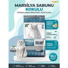 Decent Doğal Bentonit Marsilya Sabunu Kokulu, Güçlü Topaklanan ve Tozsuz Kedi Kumu 10 Lt