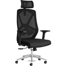 Craft Ofis Sandalyesi Baş Destekli Ergonomik Çalışma Koltuğu Kumaş (Siyah)