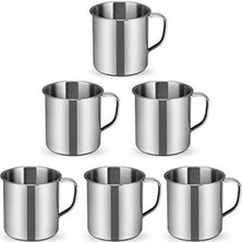 3 Adet Kırılmaz Tabldot Bardağı Paslanmaz Çelik Metal Su Bardağı 250ML Ömürlük Kulplu Kupa
