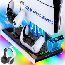 Ps5/slim/pro Stand, Otomatik Ayarlanabilir 3 Seviyeli Soğutma Fanı, 9 Rgb Işıklı Ps5 Soğutma �