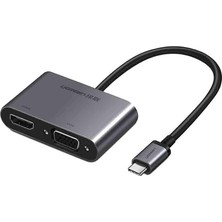 Type-C To Hdmı+Vga Pd Şarj Destekli Dönüştürücü Adaptör Uzay Gri