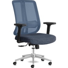 Spark Ofis Sandalyesi Ergonomik Sırt Destekli Çalışma Koltuğu Başlıksız File Sırt (Mavi)