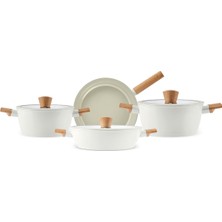 Swiss Crystal Almond Cream 7 Parça Tencere Seti Ind