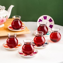 Perotti 17900 Beyoğlu 12 Parça 6 Kişilik Çay Seti – 210 ml Borosilikat Cam Tombik Bardak ve Po