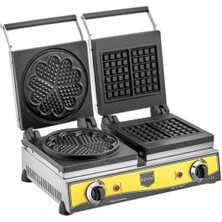 Çiftli Kare + Çiçek Model Waffle Makinası Elektrikli W21
