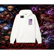 Tarzsokak Hinata Hyuga Naruto Anime Karakteri Oversize Unisex Hırka & Çeket Fermuarlı Sweatshirt Beyaz