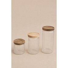 Dekomini Liora 3'lü Akasya Cam Kavanoz (500-700-1000 Ml)