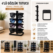 Filamel 4'lü Gözlük Tutucu Stand - Pratik Masaüstü Düzenleyici ve Sergileme Aparatı (Siyah)