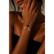 Lovecharm Yeşil Taşlı Gold Şahmeran Bileklik – Zirkon Taş Detaylı Şık El ve Bilek Aksesuarı ✨