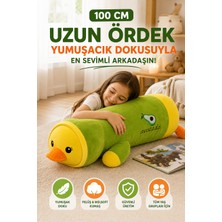 Open City 100 cm Uzun Avokadolu Ördek Peluş Oyuncak Yeşil Yumuşak Büyük Boy Uyku Arkadaşı Dekoratif Yastık Xxl