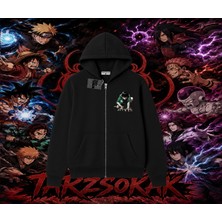 Tarzsokak Rock Lee Naruto Anime Karakter Oversize Unisex Hırka & Çeket Fermuarlı Sweatshirt Beyaz