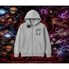 Tarzsokak Rock Lee Naruto Anime Karakter Oversize Unisex Hırka & Çeket Fermuarlı Sweatshirt Beyaz