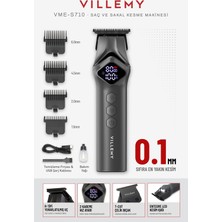 Villemy VME-S710 Profesyonel Saç Kesme, Sakal ve Ense Tıraş Makinesi Sıfıra En Yakın Kesim 0.1 mm T-Cut LED