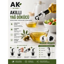 Ak Avm 2'li Akıtmaz Yağdanlık Ucu Silikon Şişe Tıpası Kapaklı Zeytinyağı Sirke Dökücü