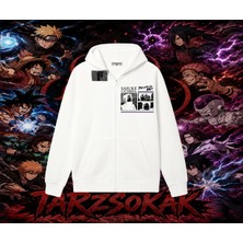 Tarzsokak Sasuke Uchiha Naruto Anime Karakter Oversize Unisex Hırka & Çeket Fermuarlı Sweatshirt Beyaz