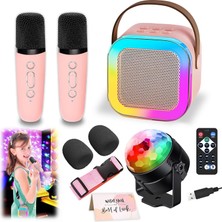 Deabolar Çocuklar Için Karaoke Makinesi, Taşınabilir Bluetooth Hoparlör, 2 Kablosuz Mikrofonlu 1 Dis
