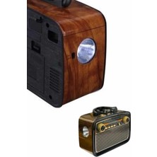 Sepetopia Nostaljik Görünümlü Ahşap Radyo Tf Sd USB Girişli LED Fener Işıklı