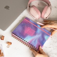 Paperora A5 Spiralli Süresiz Renkli Planlayıcı Ajanda Motivasyon Sayfalı Galaksi