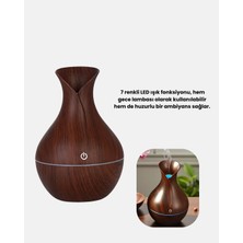 Dunai Ahşap Desenli Aromaterapi Difüzör 130 ml Ultrasonik ve 7 Renk LED Işıklı