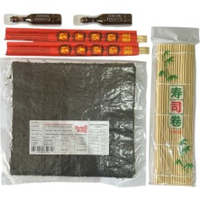 Yuandong Sushi Seti 1, 5 Yaprak Yosun, Sushi Matı, Chopstick, Soya Sosu, Evde Sushi Yap