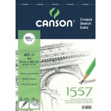 Canson 1557 Resim ve Çizim Blok 120GR A4 40YP Üstten Spiralli Resim Defteri