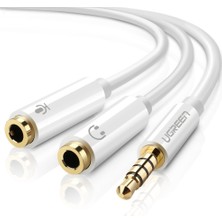 Ugreen Mikrofon ve Kulaklık Ayırıcı 3.5 mm Y Kablo Beyaz