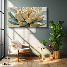 Tablofest Yatay Panoramik Kanvas Tablo Lotus Çiçeği Çiçek Tablosu Ev Ofis Duvar Dekoru