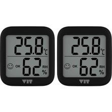 VIT Vıt 2'li Iç Mekan Dijital Isı ve Nem Ölçer Siyah Termometre BVT17-01