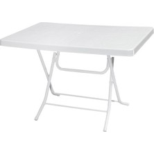 Omnipazar MT-GFM240 Roccia Plastik Kare Bahçe Balkon Masa 70X110 cm Beyaz