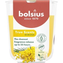 Bolsius Mimosa Kokulu Bardakta Mum - Vegan  Doğal  Saf Koku Özlü -Palmiye Yağı Içermez - 25 Saat Yan