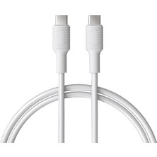 Remorax Type C-C Power Delivery Hızlı Şarj Kablosu, Beyaz Kablo, Beyaz/beyaz Uçlar (150 Cm)