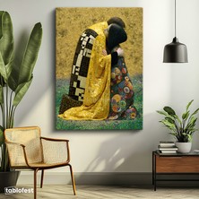 Tablofest Dikey Kanvas Tablo Gustav Klimt Öpücük Klasik Sanat Tablosu Ev Ofis Duvar Dekoru