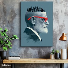 Tablofest Dikey Kanvas Tablo Sigmund Freud Zihin Psikoloji Tablosu Ev Ofis Duvar Dekoru