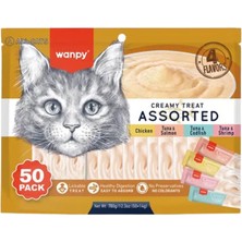 Wanpy Karışık Dört Lezzetli Krema Kedi Ödülü, 50X14 Gram