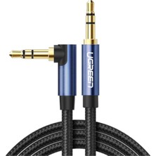 Ugreen 90 Derece L Tipi 3.5 mm Aux Ses Kablosu Mavi 1 Metre